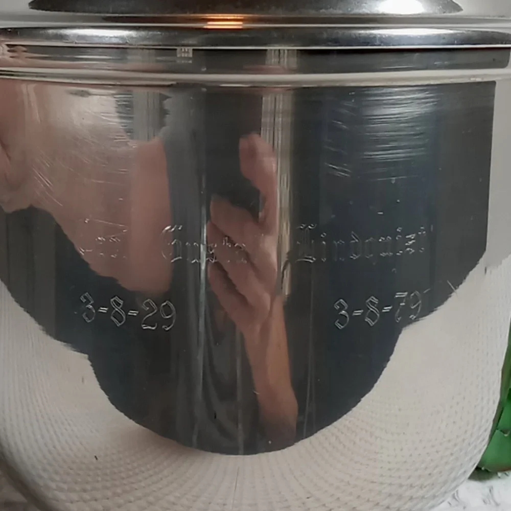 Vintage English Silver Leonard Silver Co Engraved Ice Bucket w/Milk Glass Liner